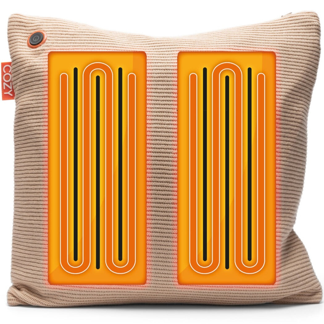 Cozy una knitted 45 x 45 cm wireless heated cushion (light beige, 5000 mAh power bank)