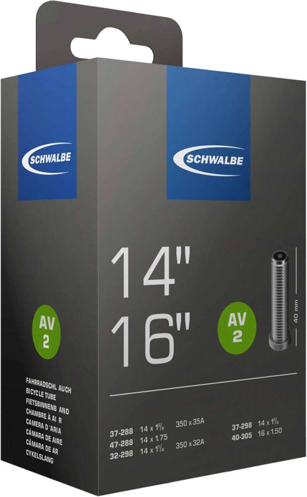 Schwalbe Tubo Interior AV2 14 16 polegadas 32 47-288 305 AV 40 mm
