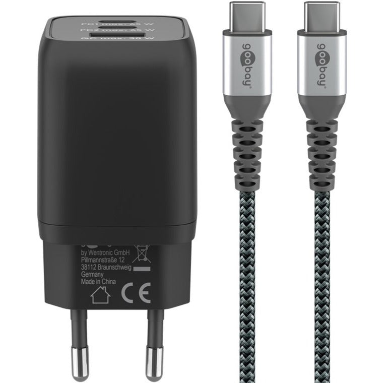 Goobay USB-C Fast Charger Nano (65 W) a USB-C Textilní kabel
