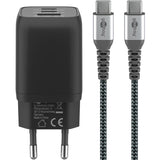 Goobay USB-C Fast Charger Nano (65 W) a USB-C Textilní kabel