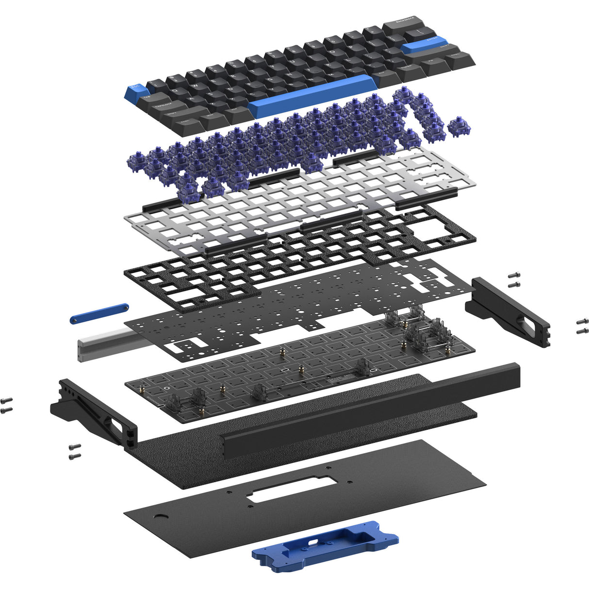 Iqunix EZ60 Magnetic Switch Gaming Keyboard, gaming keyboard (black blue, US layout, US-International, Gateron Magnetic Jade Pro, 60%, RGB, double shot PBT keycaps)