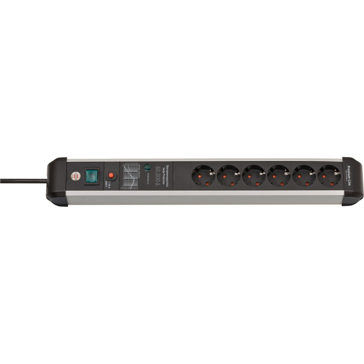 Brennenstuhl premium-protect-line 6-way power strip (black aluminum, 3 meters)