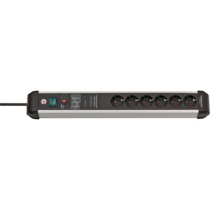 Brennenstuhl premium-protect-line 6-way power strip (black aluminum, 3 meters)