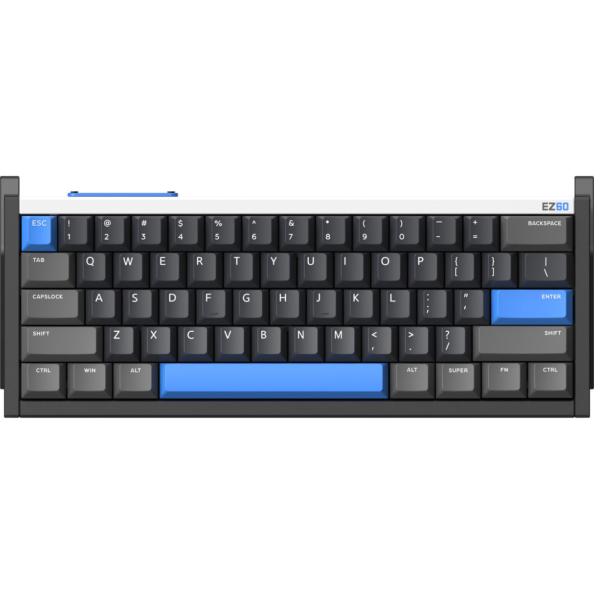 Iqunix EZ60 Magnetic Switch Gaming Keyboard, gaming keyboard (black blue, US layout, US-International, Gateron Magnetic Jade Pro, 60%, RGB, double shot PBT keycaps)