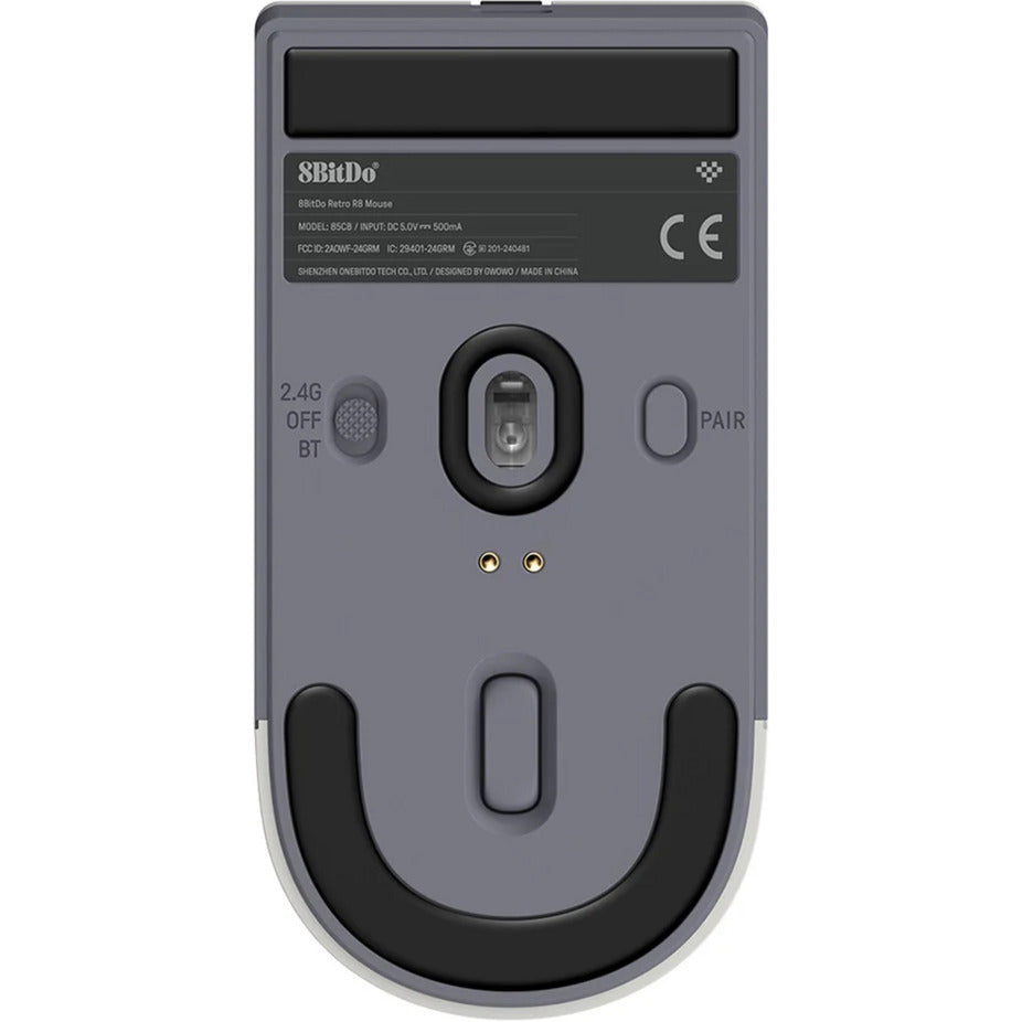 8bitdo retro r8 mouse - n edition (grey red, 50 - 26000 dpi, bluetooth usb-c 2.4 ghz)