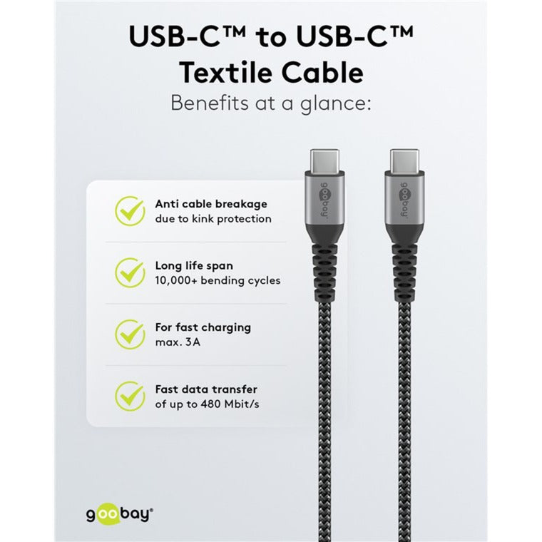 Goobay USB-C Fast Charger Nano (65 W) a USB-C Textilní kabel