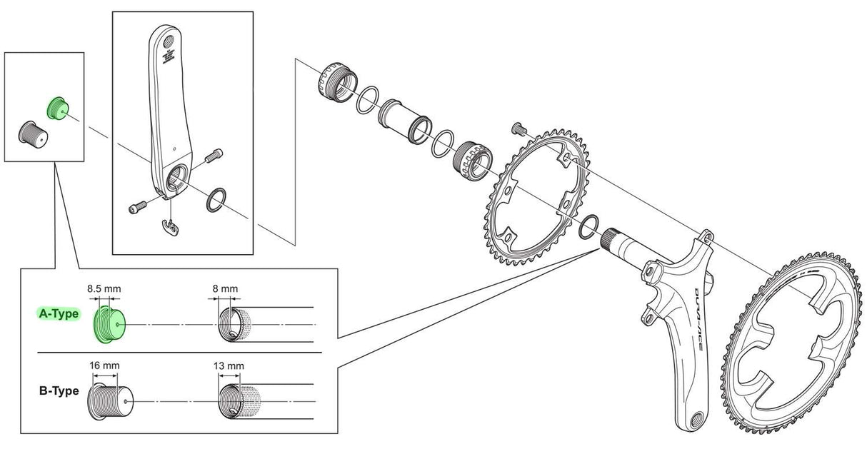 Shimano crank bolt hollowtech II closed