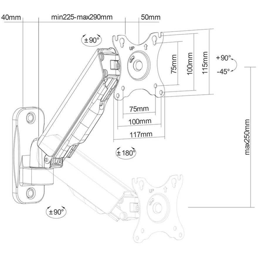 Neomounts par Newstar WL70-440BL11 TV Wall Stont