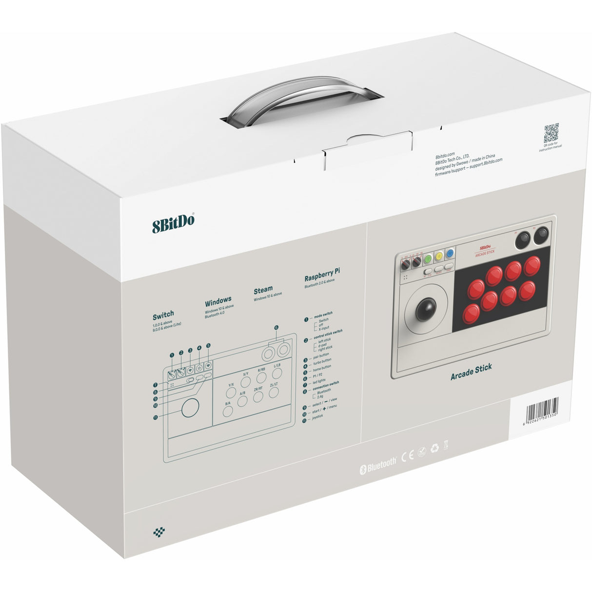 8Bitdo Arcade Stick Gamepad (Grey)