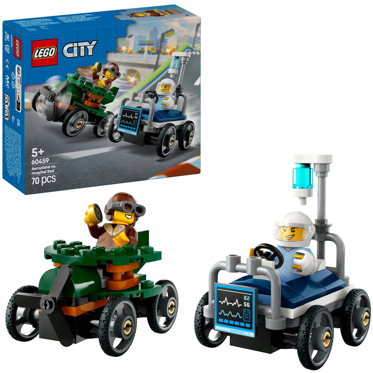 Pacáiste carr cine Lego city 60459: eitleán vs leaba ospidéil
