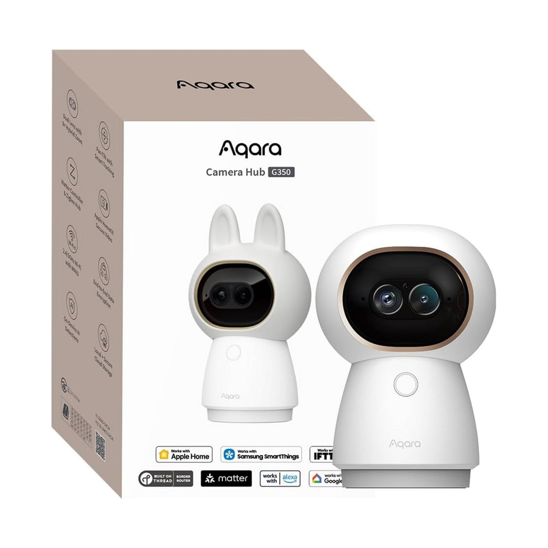 Aqara camera hub g350 (wit, dubbele lens, 4k 2,5k, 360°)