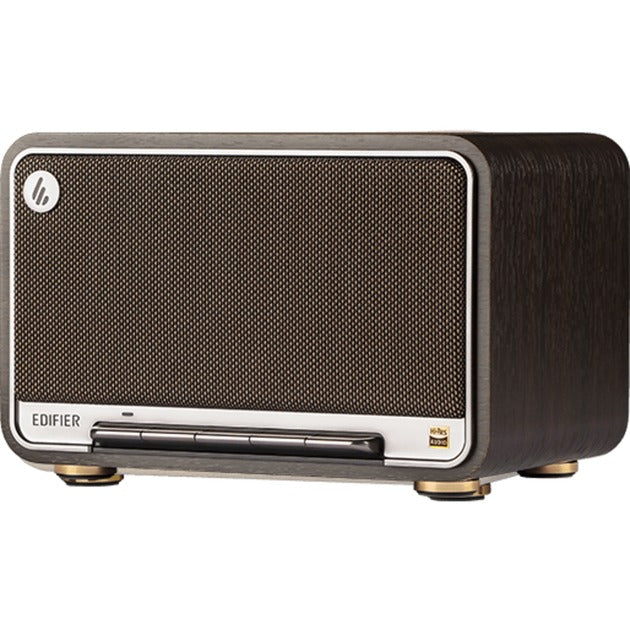 Edifier d32 draadloze tafelluidspreker (donkerbruin zilver, bluetooth, wi-fi (apple airplay), usb-c, aux)