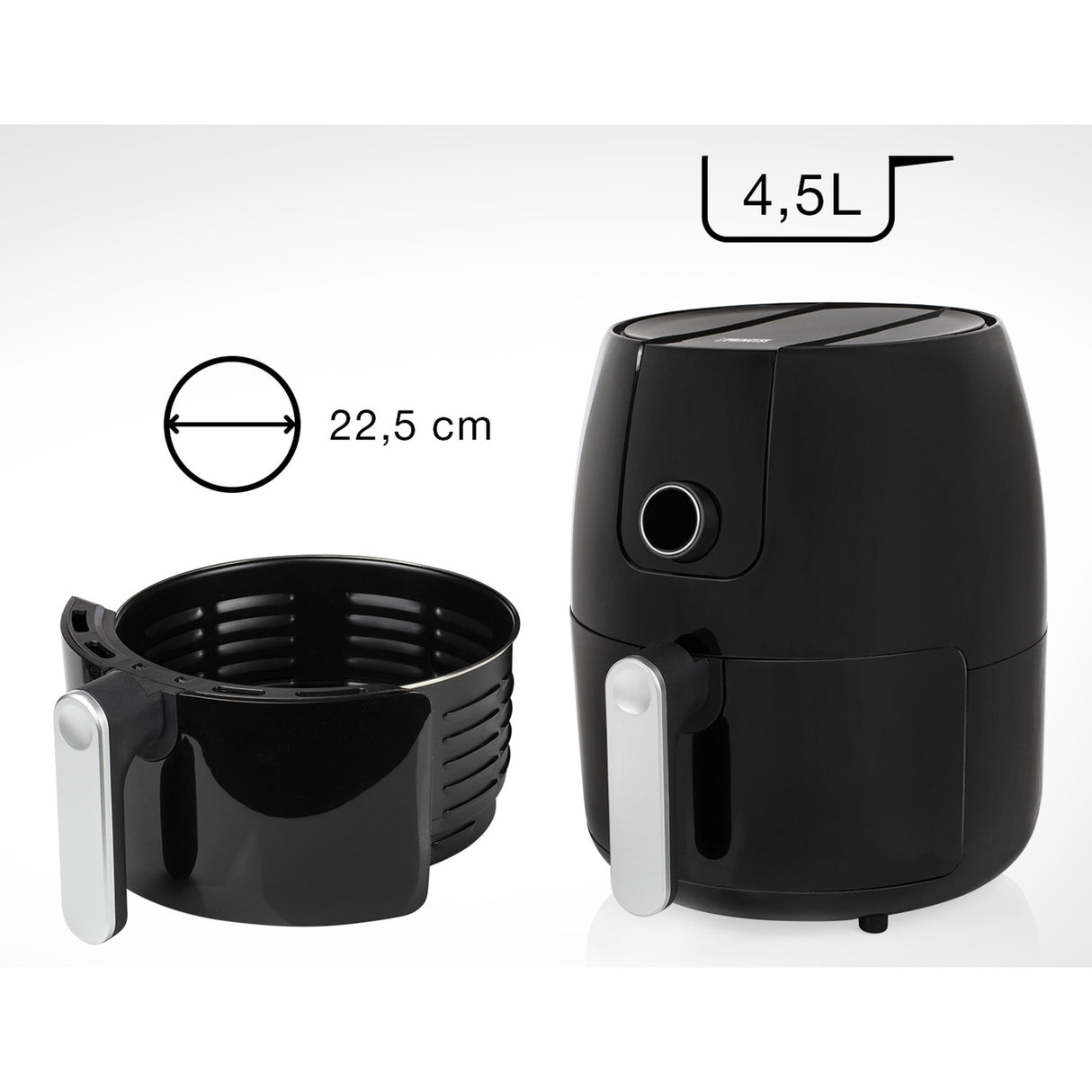 Princess 182025 aerofryer xxl heteluchtfriteuse (zwart zilver, 4,5 liter)