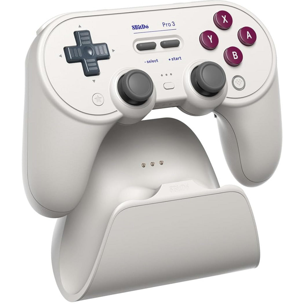 8bitdo pro 3 bluetooth-peliohjain (vaaleanharmaa punainen, kytkin 1 2, pc, android, 2,4 GHz bluetooth usb)