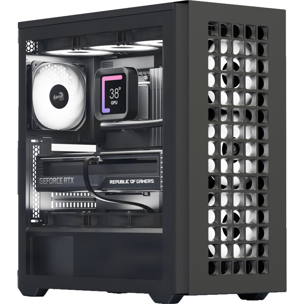 Aerocool b502a midi tower behuizing (zwart | 2x usb-a | 1x usb-c | rgb)