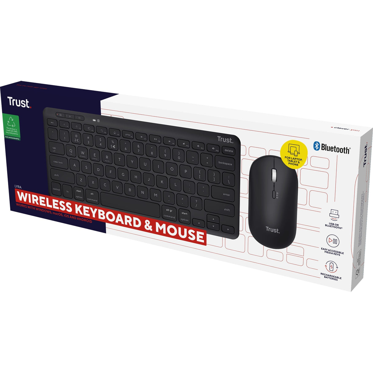Vertraue Lyra Multi-Gerät Wireless Tastatur Maus