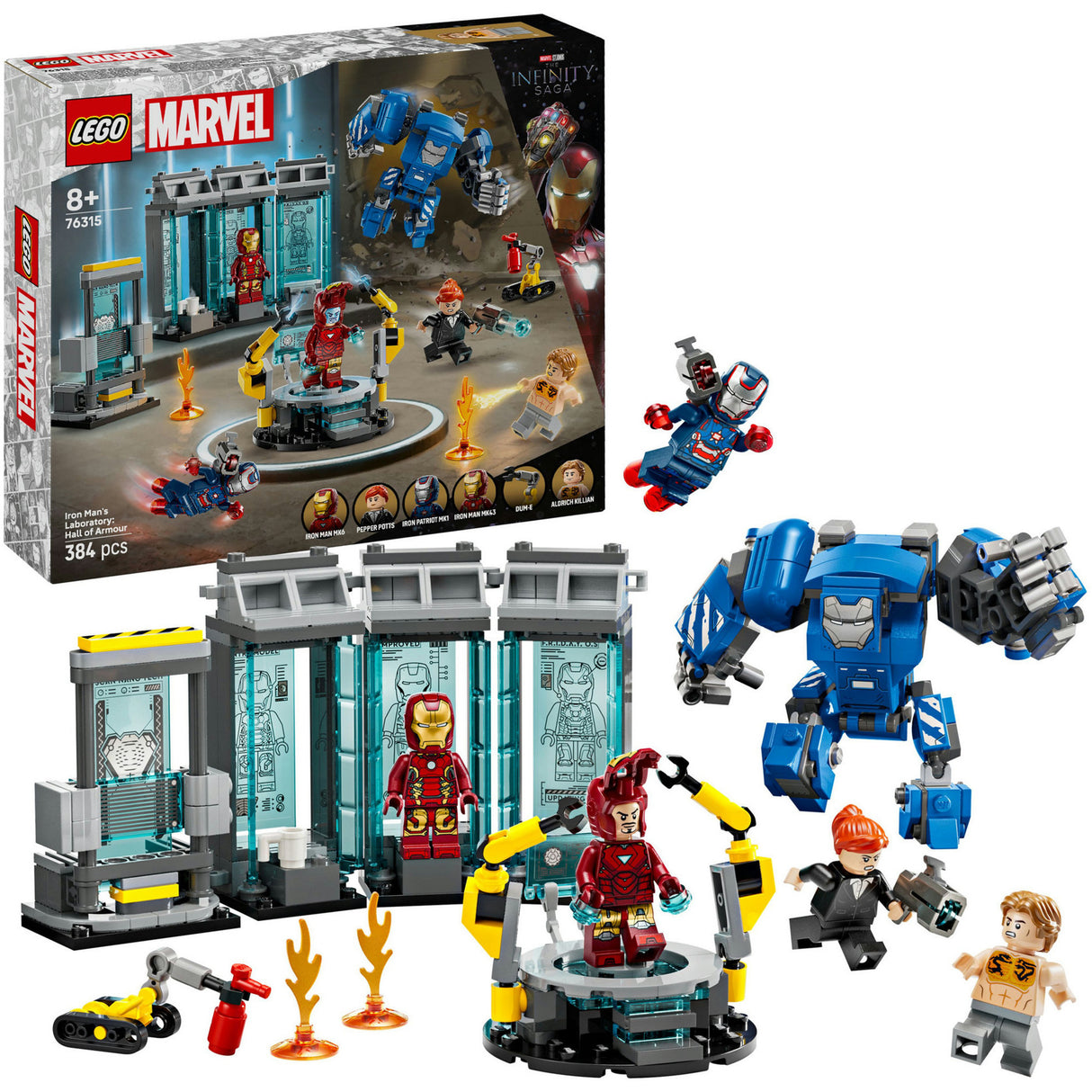 Lego marvel 76315 seomra armúrtha saotharlainne iron mans