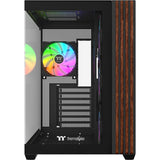 Thermaltake view 380 ws argb midi tower behuizing (zwart houtkleur | 2x usb-a | 1x usb-c | rgb | tempered glass)