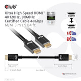 Club 3D Ultra High Speed HDMI cable (black, 3 meters, 4K 120Hz, 8K 60Hz, 48Gbps)