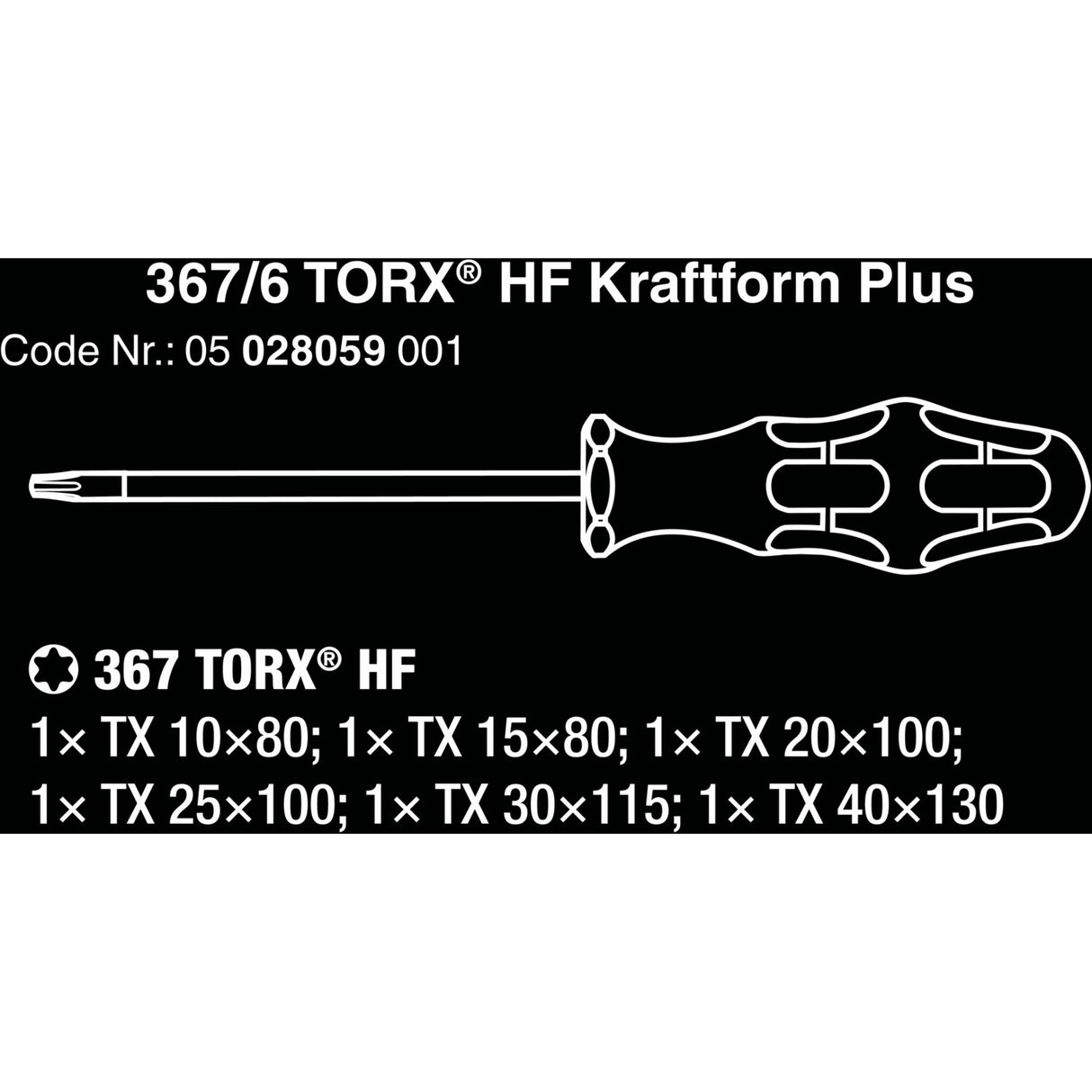 WERA 367 6 TORX HF Chave de fenda Conjunto KraftForm Plus +