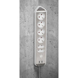 Brennenstuhl Estilo Corner Socket 4-way with USB Charging Function Power Strip (White Stainless Steel)