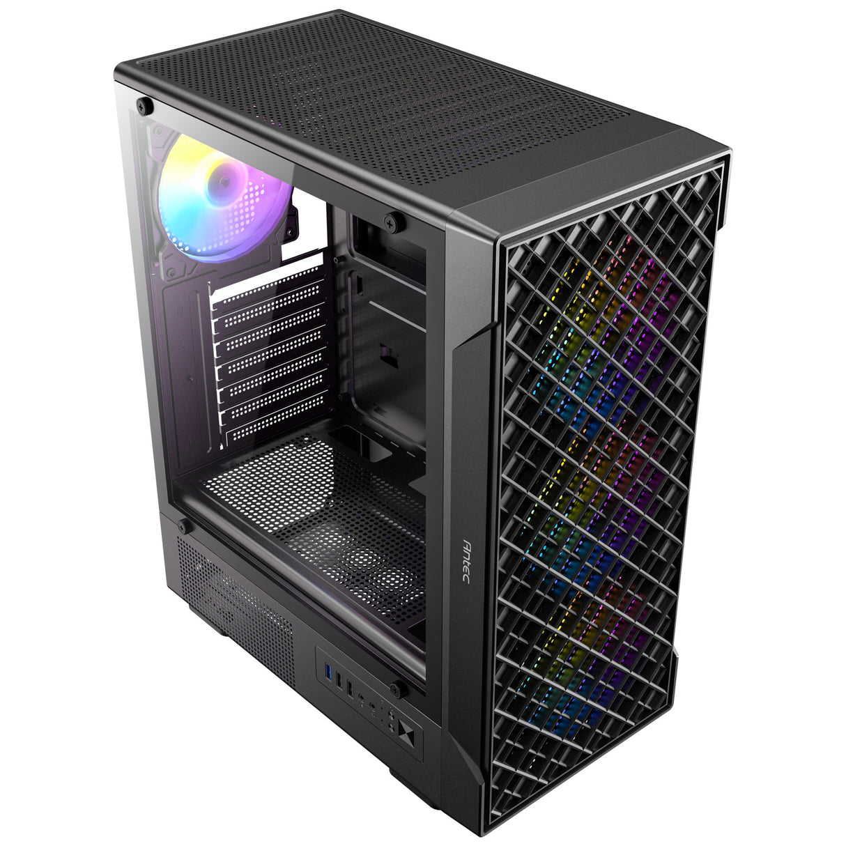 Antec vx320 argb midi tower behuizing (zwart | 3x usb-a | tempered glass)