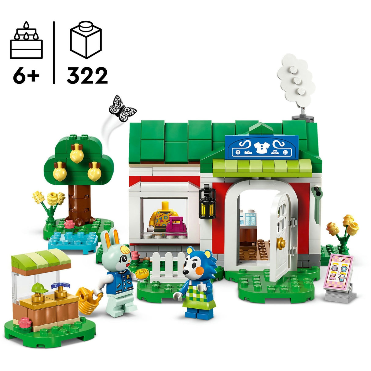 Lego animal crossing 77055 gabių seserų siuvimo parduotuvė