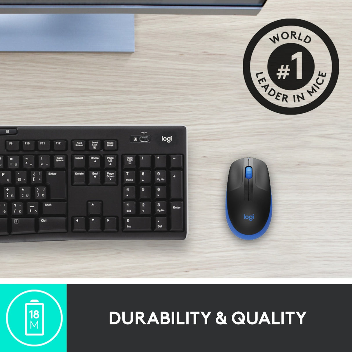 Logitech M190 brezžična miška v polni velikosti