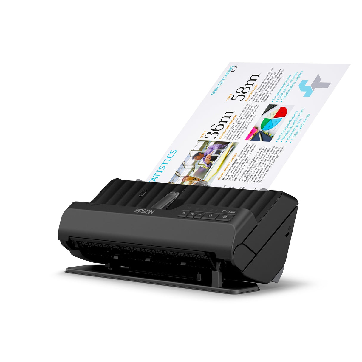 Epson ES-C320W Compact A4 Document Scanner with Wi-Fi Connectivity and U-Turn Path (Black, A4, A5, A6, B5)
