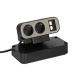 Brennerstuhl estilo duplex socket with switch socket (black silver, 2x slot for keystone modules)