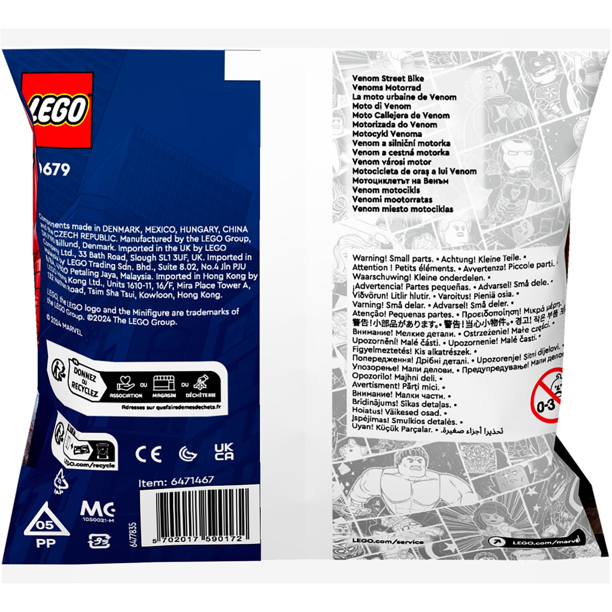 Lego Marvel - Venom Street Motorcycle Construction Toy (30679)
