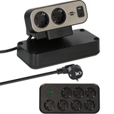 Brennenstuhl estilo duplex stekkerdoos met schakelaar en overspanningsbeveiliging stekkerdoos (zwart zilver, 1x usb c, 1x usb a)