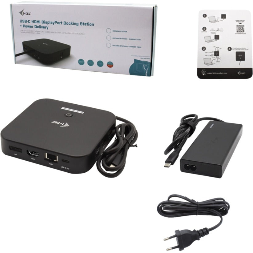 i-tec USB-C HDMI DP Docking Station with Power Delivery 65W + Universal Charger 77W (black)