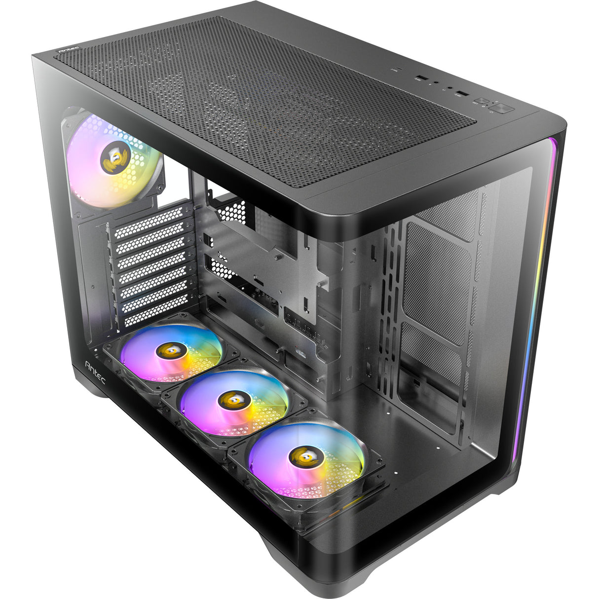 Caixa de torre midi argb curva Antec c5 (preta | 2x USB-A | 1x USB-C | vidro temperado)