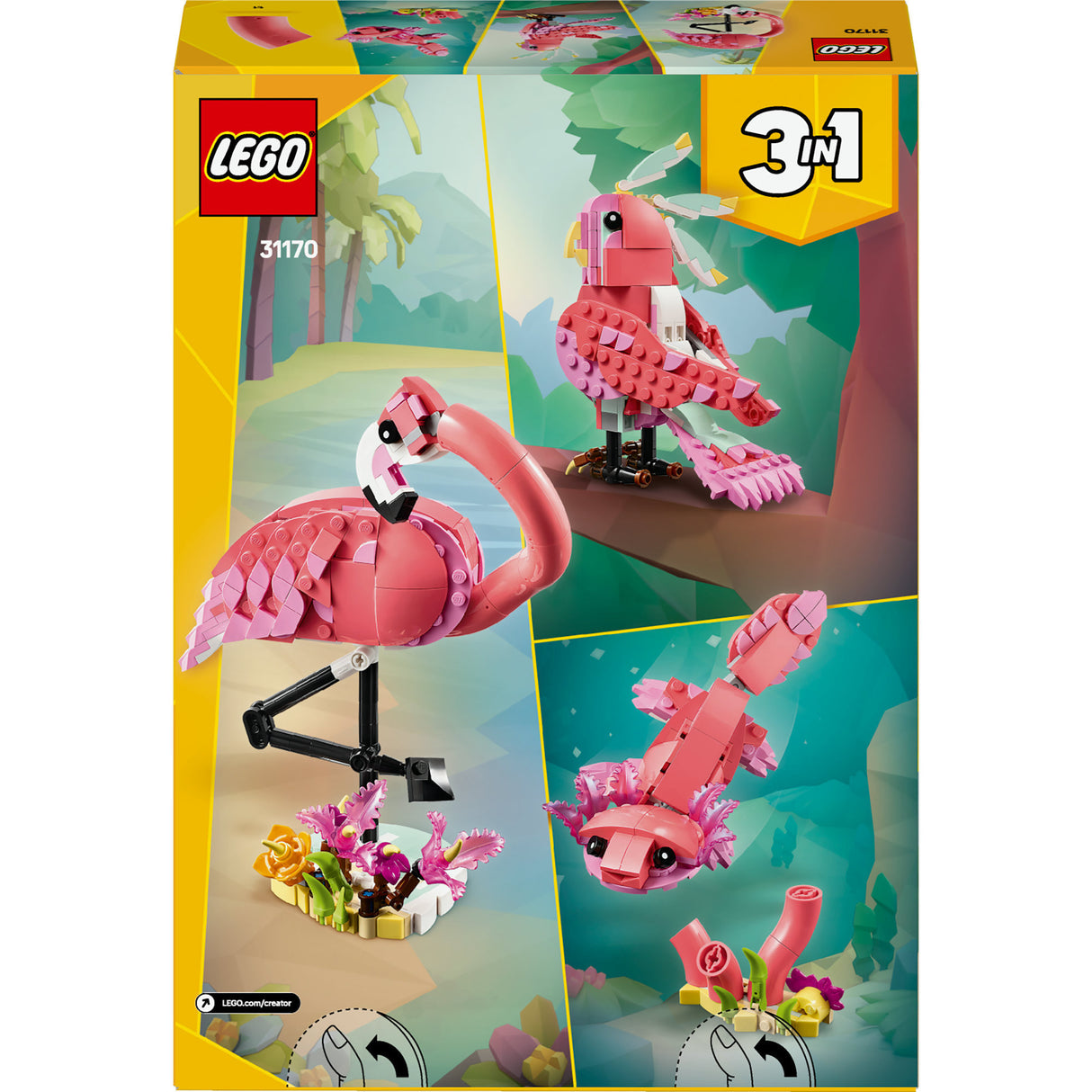 Lego cruthaitheoir 31170 ainmhithe fiáine pink flamingo
