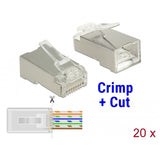 Delock RJ45 Crimp+Cut Plug Cat.6 STP Connector (transparent, 20 pieces)