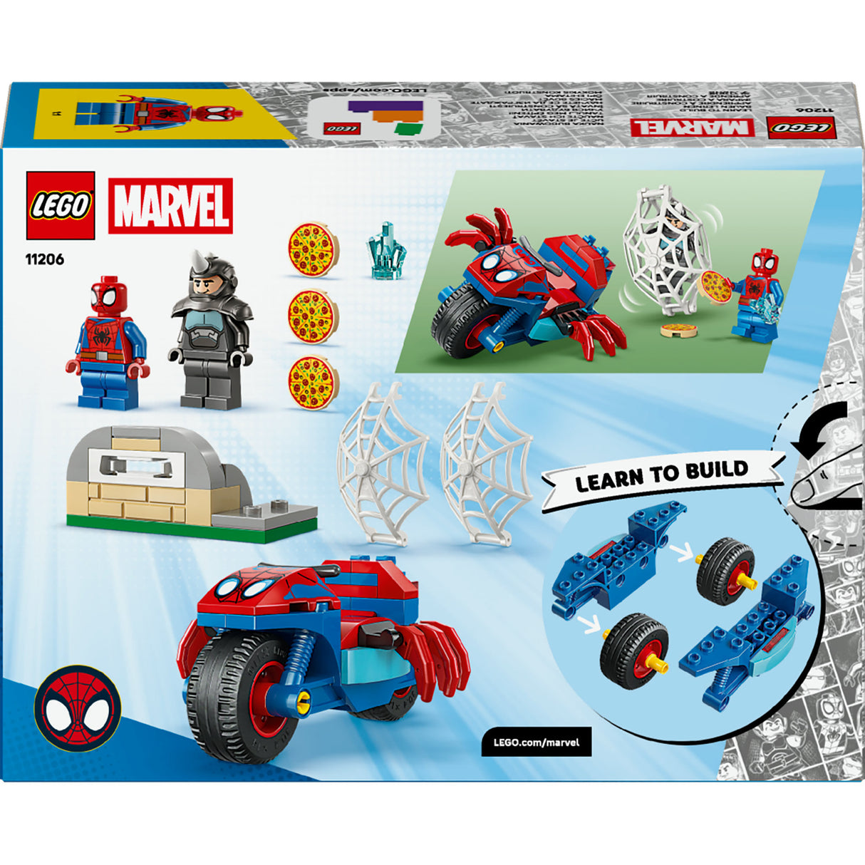 Lego marvel 11206 spidey ar a ghluaisrothar vs srónbheannach