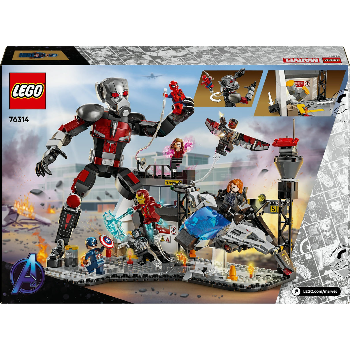 Lego superhelter 76314 captain america borgerkrig actionscene