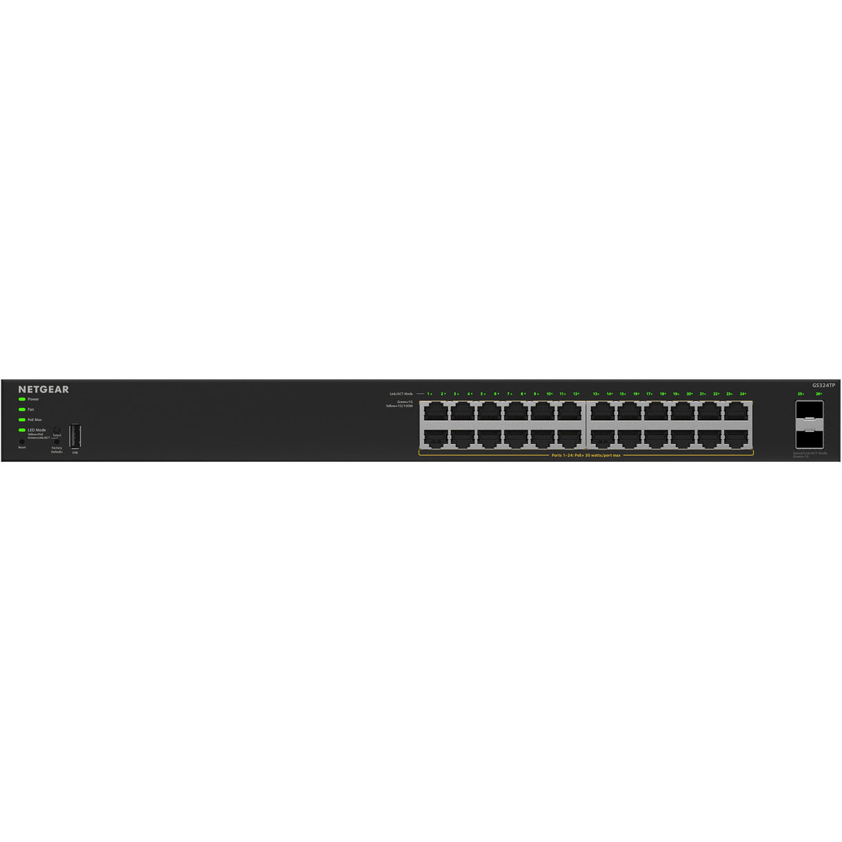 Netgear GS324TPv2 Switch (black, 190W PoE budget)