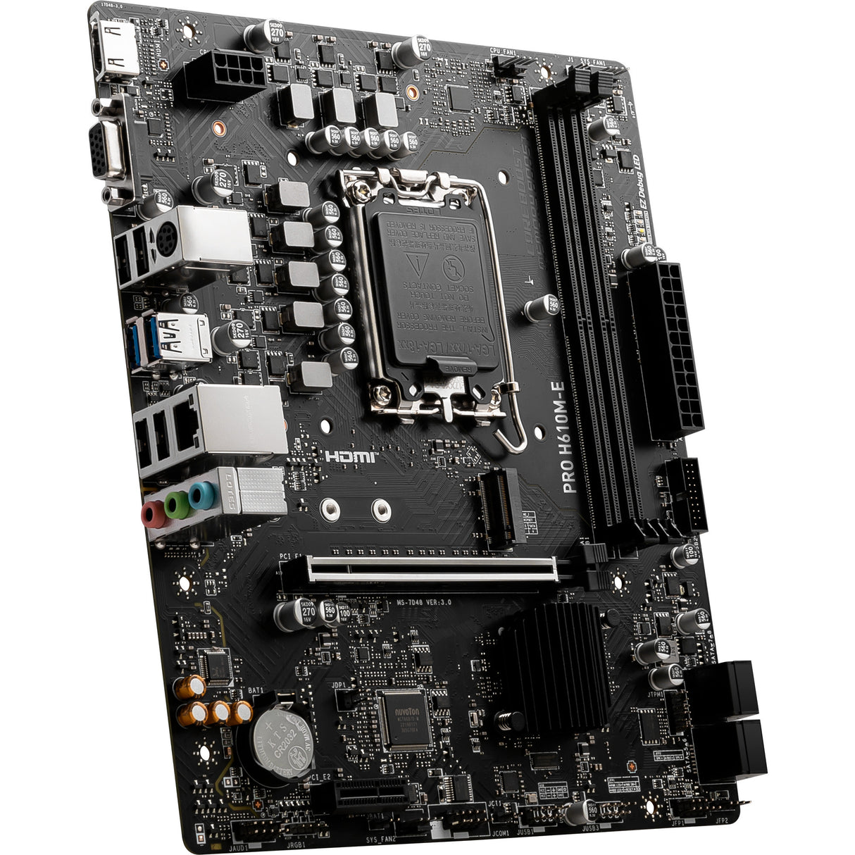 Máthairchlár MSI Pro H610M-E Soicéad 1700 (GB-LAN, Fuaim, µATX)