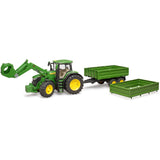 Trattore Bruder John Deere 7R 350 con rimorchio