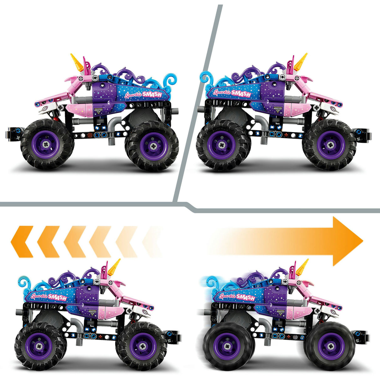Lego Technic 42220 Monster Jam Sparkle Smash Tirar hacia atrás