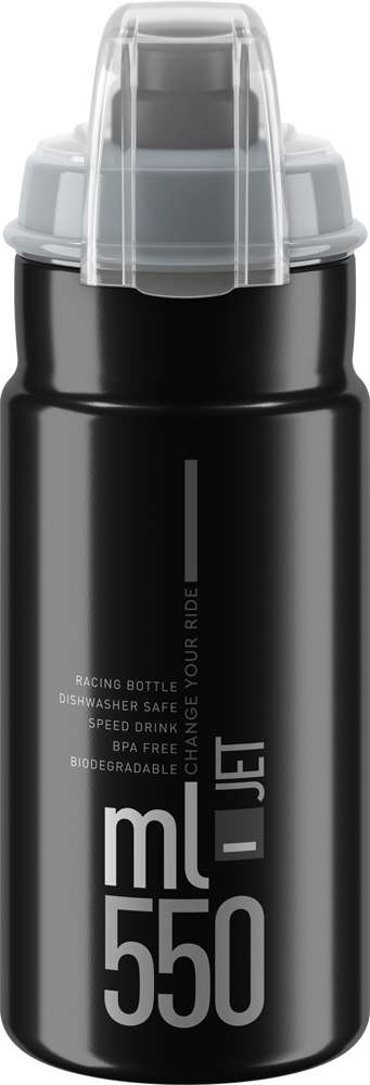 Elite water bottle jet plus bottle jet plus 550ml black gray with cap