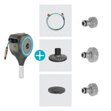 Gardena patio hose reel roll-up S hose reel (grey white, 15 meter, incl. cleaning nozzle)