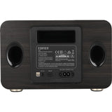Edifier d32 draadloze tafelluidspreker (donkerbruin zilver, bluetooth, wi-fi (apple airplay), usb-c, aux)