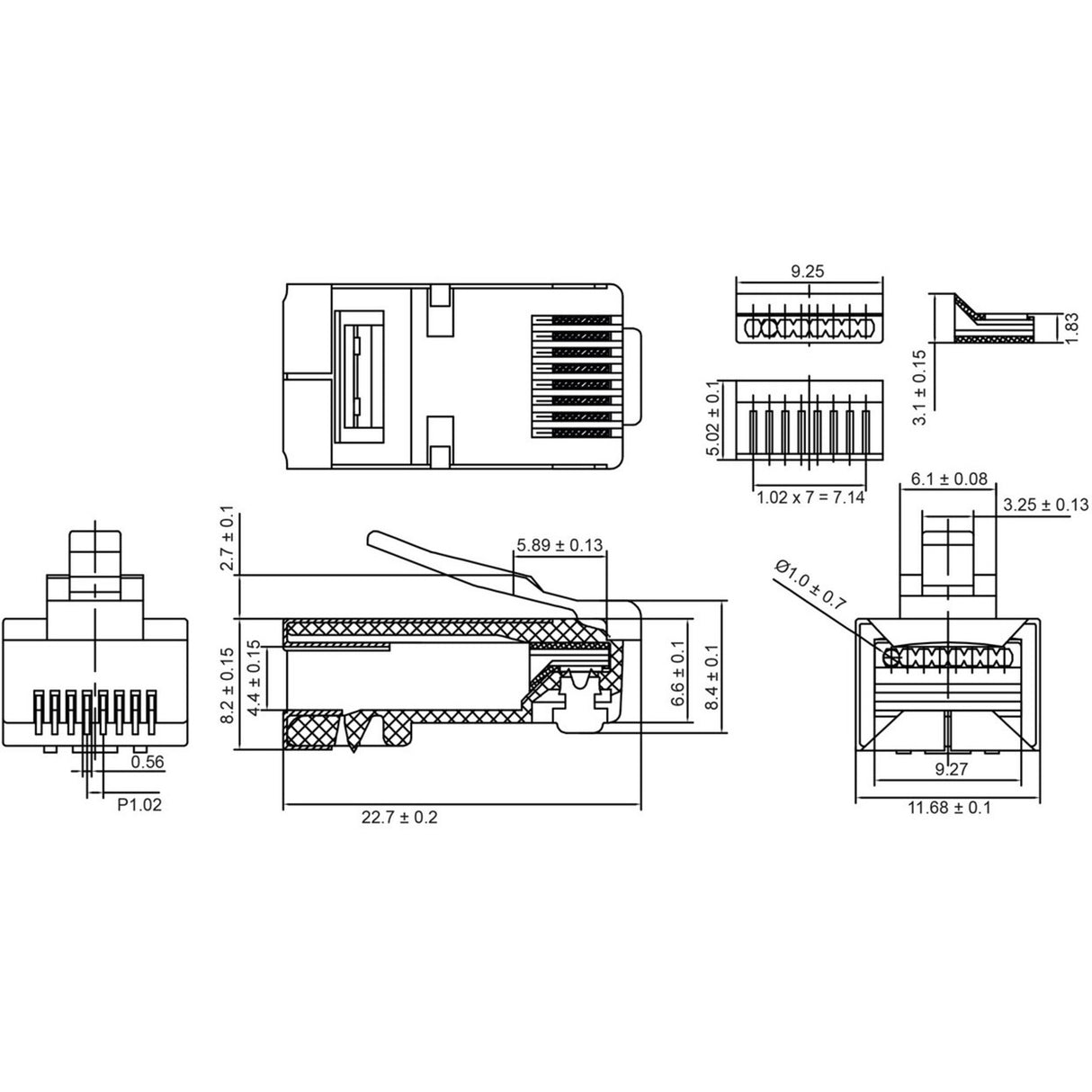 Goobay rj45 Stecker, Cat 5e Stecker (grau, 10 Stéck)