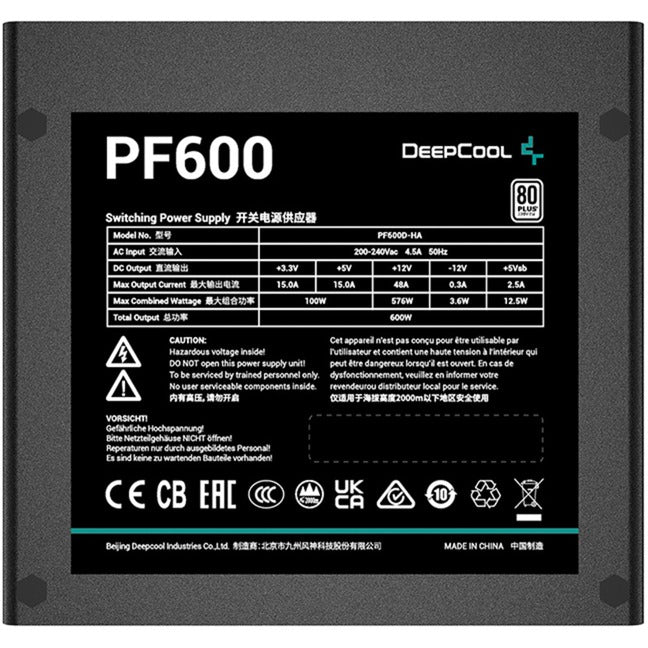 Deepcool PF600 600 Watt Power Supply (Black, 4x PCIe)