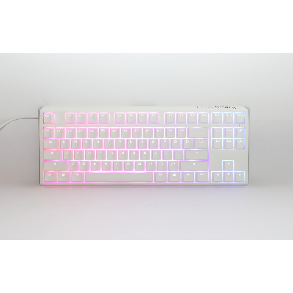 Ducky One 3 Classic Pure White TKL, keyboard (white, US layout, Cherry MX Silent Red, RGB LED, double-shot PBT, hot-swappable, Quack Mechanics, 80%)