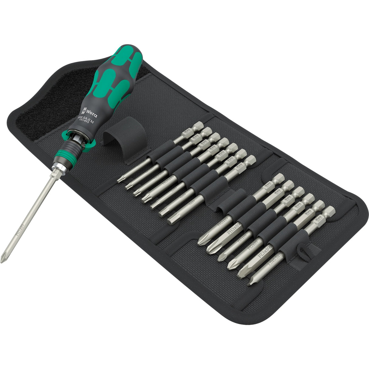 Wera Kraftform Kompakt 838 RA-R M Set 1 Bit Set (Black Green, 15-piece)
