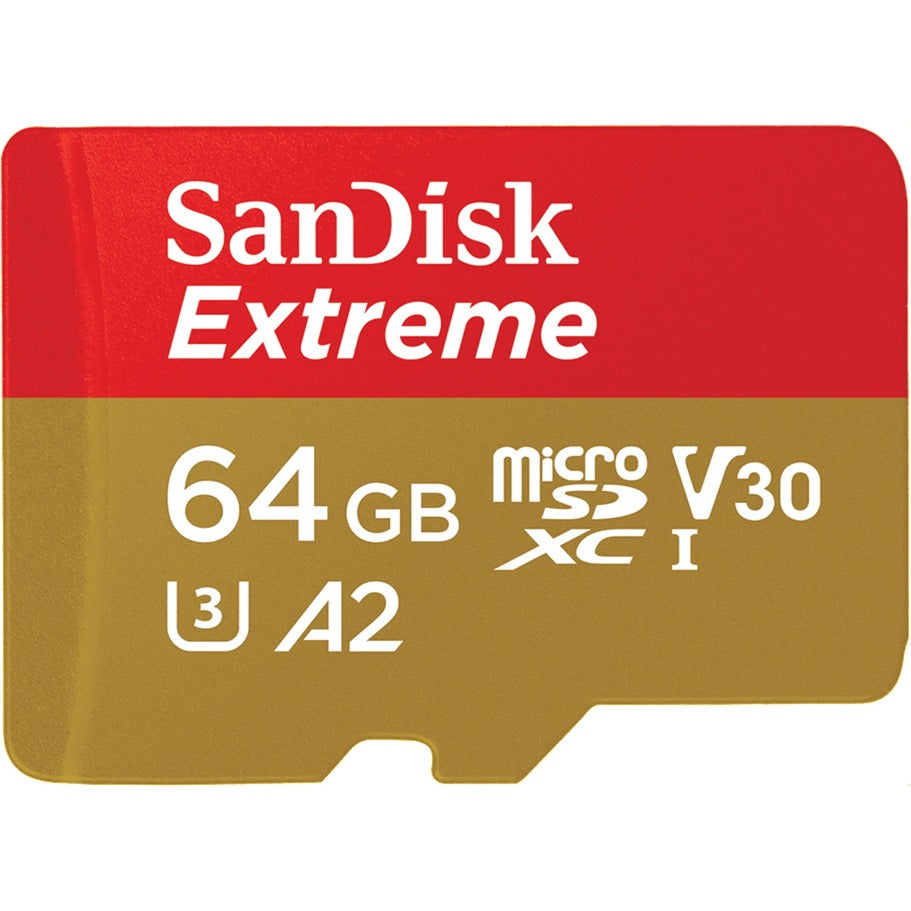 SanDisk Extreme microSDXC 64 GB Memory Card (UHS-I U3, Class 10, V30, A2, incl. Adapter)